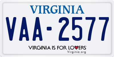 VA license plate VAA2577