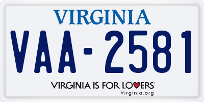 VA license plate VAA2581