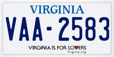 VA license plate VAA2583