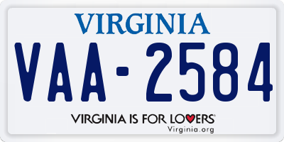 VA license plate VAA2584