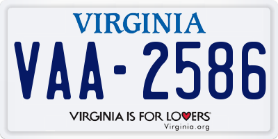 VA license plate VAA2586