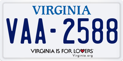 VA license plate VAA2588