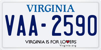 VA license plate VAA2590