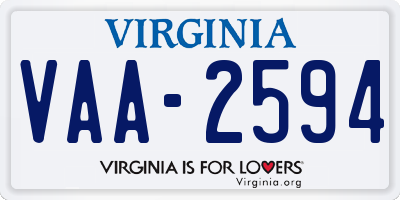 VA license plate VAA2594