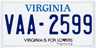 VA license plate VAA2599