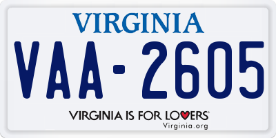 VA license plate VAA2605