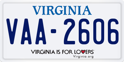 VA license plate VAA2606