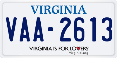 VA license plate VAA2613