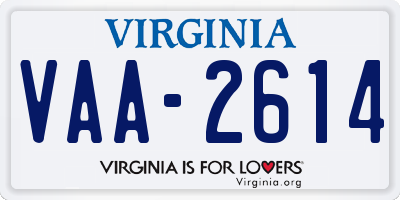 VA license plate VAA2614
