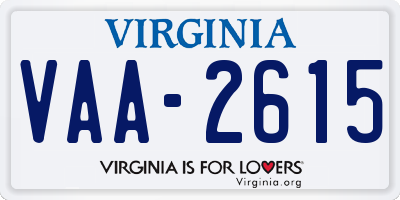 VA license plate VAA2615