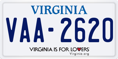 VA license plate VAA2620