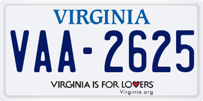 VA license plate VAA2625