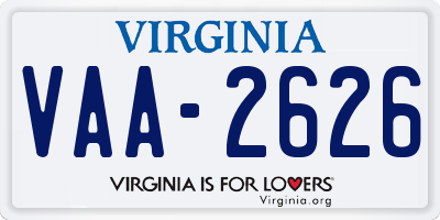 VA license plate VAA2626