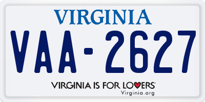 VA license plate VAA2627