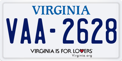 VA license plate VAA2628