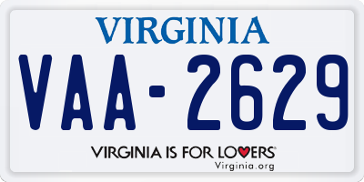 VA license plate VAA2629