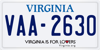 VA license plate VAA2630