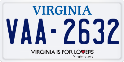 VA license plate VAA2632