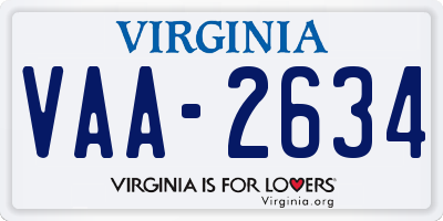 VA license plate VAA2634