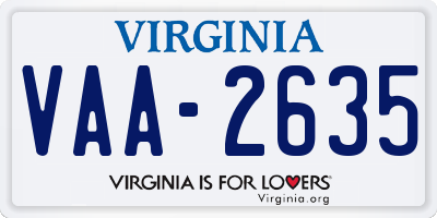 VA license plate VAA2635