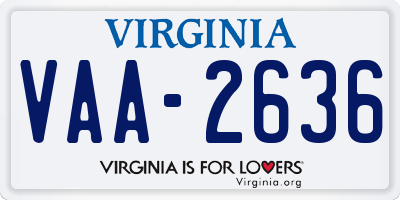 VA license plate VAA2636