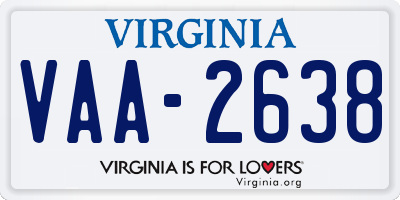 VA license plate VAA2638
