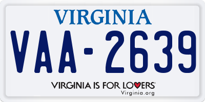 VA license plate VAA2639