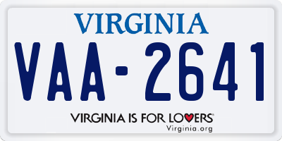 VA license plate VAA2641