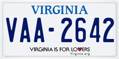 VA license plate VAA2642