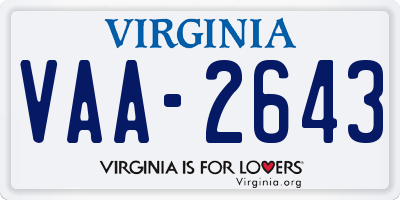 VA license plate VAA2643