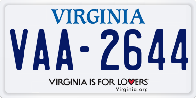 VA license plate VAA2644