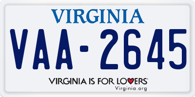 VA license plate VAA2645