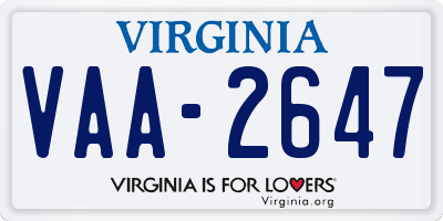 VA license plate VAA2647