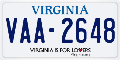 VA license plate VAA2648