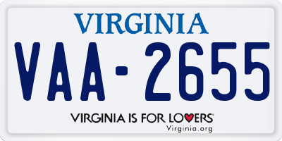 VA license plate VAA2655