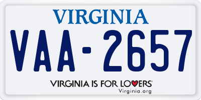 VA license plate VAA2657