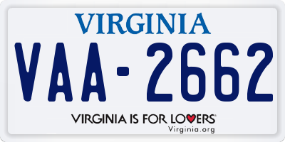 VA license plate VAA2662