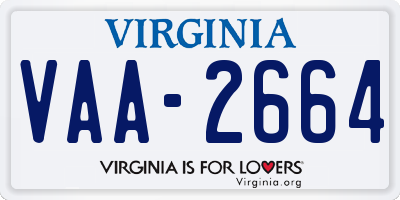 VA license plate VAA2664