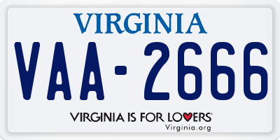 VA license plate VAA2666