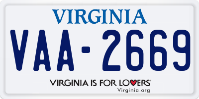 VA license plate VAA2669