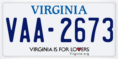 VA license plate VAA2673