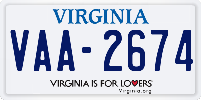 VA license plate VAA2674