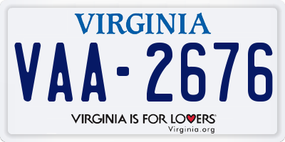 VA license plate VAA2676