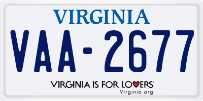 VA license plate VAA2677