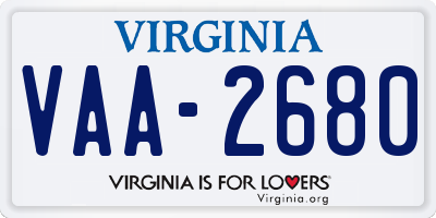 VA license plate VAA2680