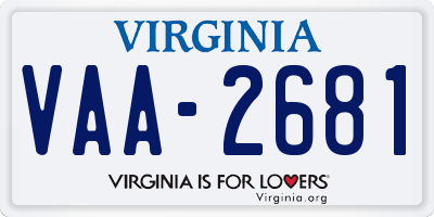 VA license plate VAA2681