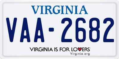 VA license plate VAA2682