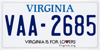 VA license plate VAA2685