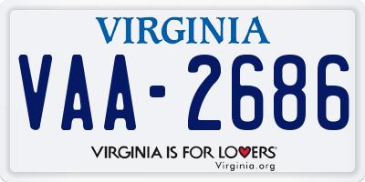 VA license plate VAA2686