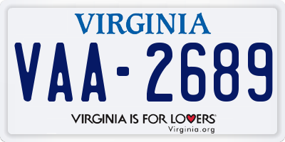 VA license plate VAA2689